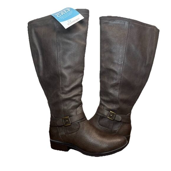 Baretraps Yvonna Wide Calf Boots Taupe Knee High Womens Sz 8 Stretch Pull-On - Picture 1 of 11